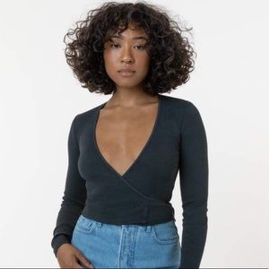 American apparel ribbed wrap top
